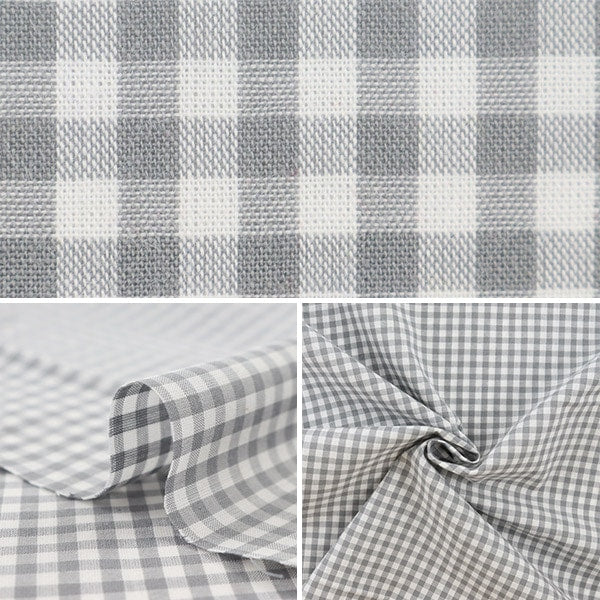 [수량 5에서] 천・원단 "Dyeing Gingham Middle Grey Co-Gim-gy"