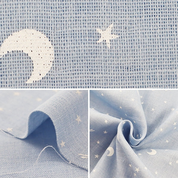 [From quantity 5] Fabric 『double gauze (Double gauze) Homy Collection Star pattern denim-style light blue GH10096S-D]