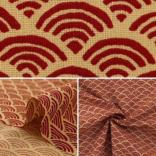 [De la quantité 5] tissu "Pattern japonais Aomi Wave rouge 88220-1-1"