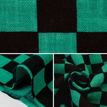 [From quantity 5] Fabric "cottonFabric Mura-Ai Aisan Dyeing Print Ichimatsu pattern (small) green x black KP7090-040G]