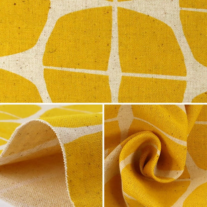 [From quantity 5] Fabric "Cotton hemp canvas geometric pattern yellow 148-1805-A2"