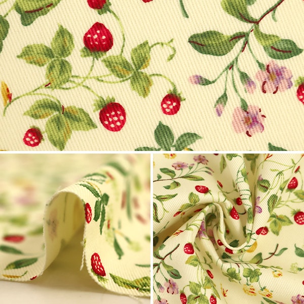 [From quantity 5] Fabric "Twill Print Fruit & Flower Pattern Magenta KSP4894-C" COTTON KOBAYASHI