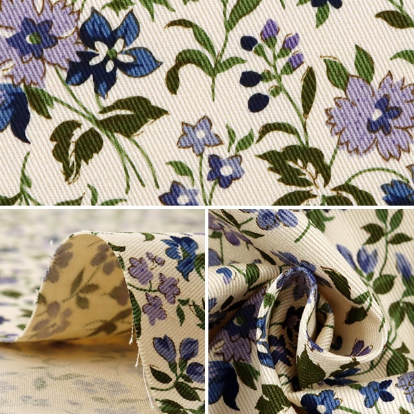 [De la cantidad 5] Fabric "Impresión de sarga la generación de patrones florales pequeños x azul KTS2215-B" Cotton Kobayashi Algodón Kobayashi Kobayashi.