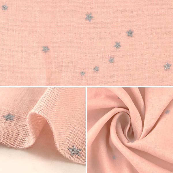 [الكمية من 5] قماش "W Gauze Star Pattern Powder Pink KTS6430-P" قطن كوباياشي نسيج كوباياشي