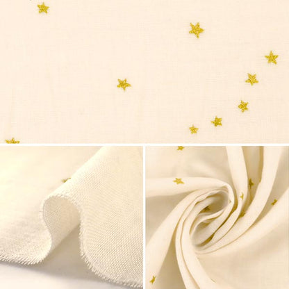 [De la quantité 5] tissu "w Gauze Star Pattern or blanc kts6430-wg" Cotton kobayashi coton kobayashi kobayashi.