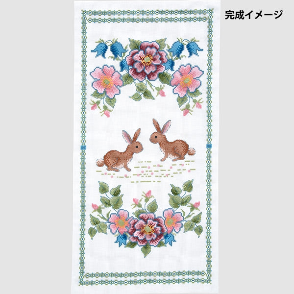 طقم تطريز "Megumi Onoe Table Center Bluebell and Rabbit 1202" Olympus