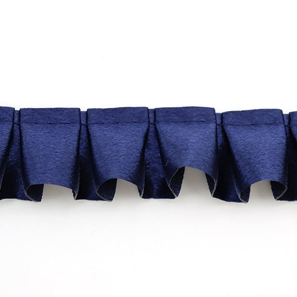 数量5から】 フリルリボンテープ 『サテンボックスフリル 紺 62番色
