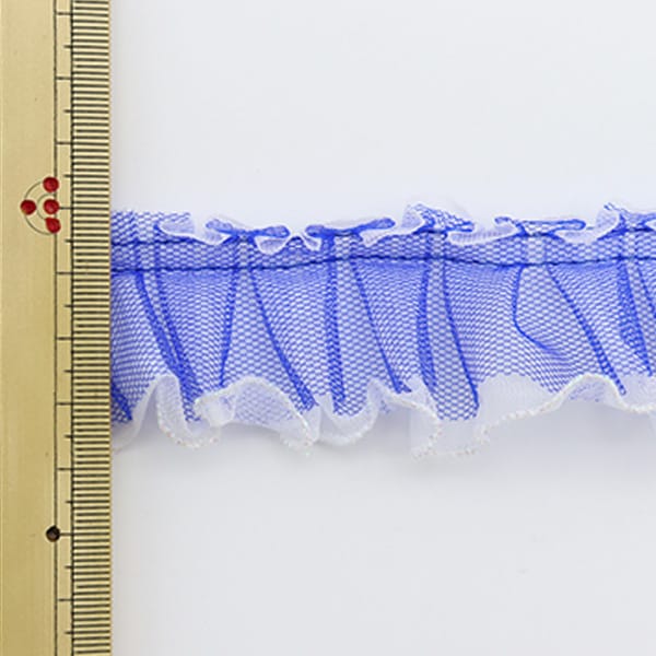 チュールレース一覧 R-11 数量5から】 レース 『チュールボックスフリル 8番色 青 IR005