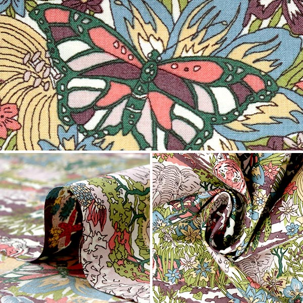 [De la cantidad 5] Fabric "Liberty Liberty Impresión Piccadilly Poppurin Harryji Jungle Jungle" Libertad Japón Libertad Japón