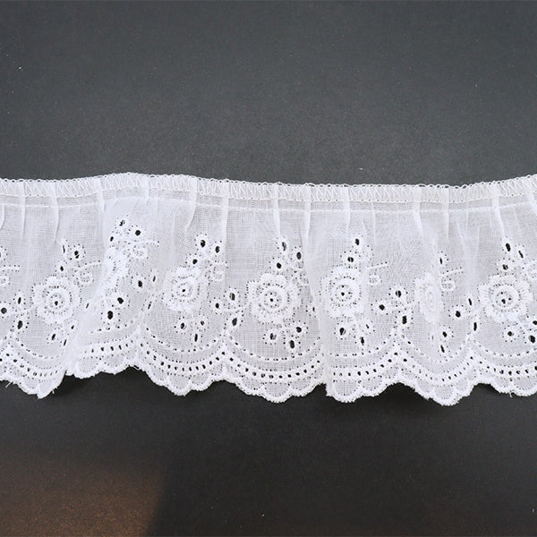 [From quantity 5] RaceRibbonTape "Cotton Frill White 7601F-1"