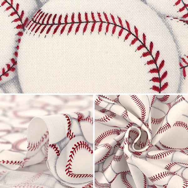 [De la cantidad 5] Fabric "Inkywrint Baseball C8315-White" USA Cotton