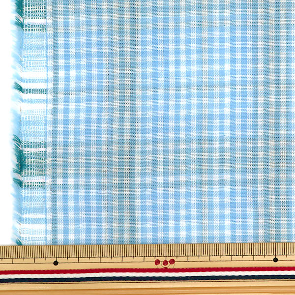 [De la quantité 5] tissu "W Gauze (Double Gauze) Modèle de contrôle réversible Blue Taf-11"