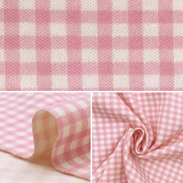 [De la cantidad 5] Fabric "Gingham liso Compruebe rosa KTS6740-A" Cotton Kobayashi Algodón Kobayashi Kobayashi.