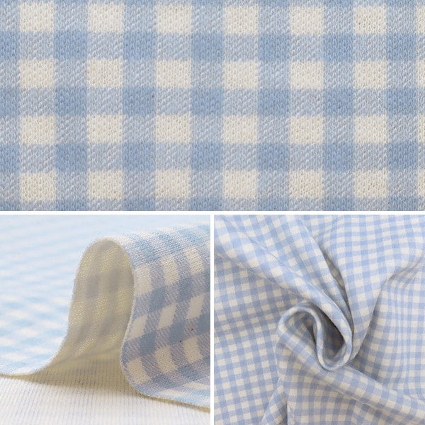 [De la quantité 5] Tissu "Smooth Gingham Check Blue KTS6740-B" Coton Kobayashi Cotton Kobayashi Kobayashi Fibre