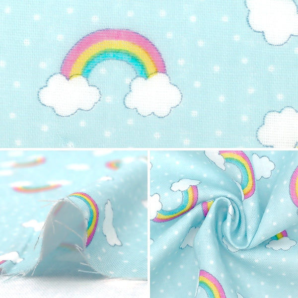 [Aus Menge 5] Stoff "Yawara Double Gaze Lieblingsbaby Regenbogen Blue OKBF-36"