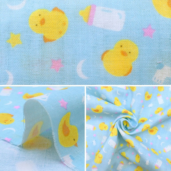 [From quantity 5] Fabric "Yawara Double Gauze Favorite Baby Chick Blue OKBF-37"