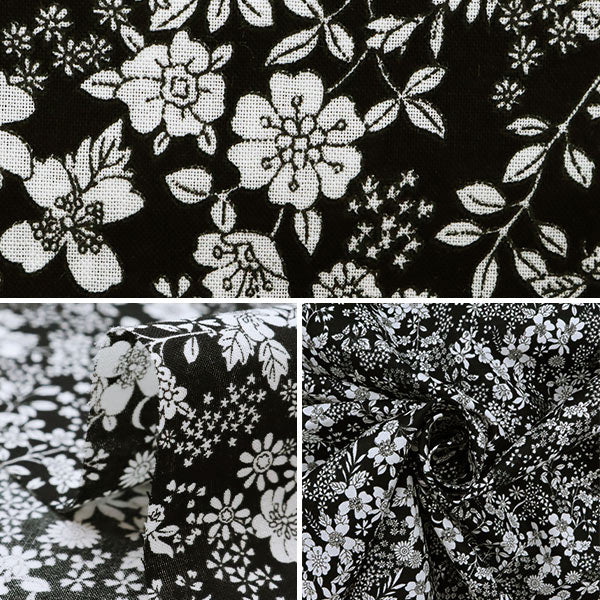 [De la cantidad 5] Fabric "60 préstamo Fluynyi Retro Small Flower Negro NFA-1010-15D" Kokka Cocka