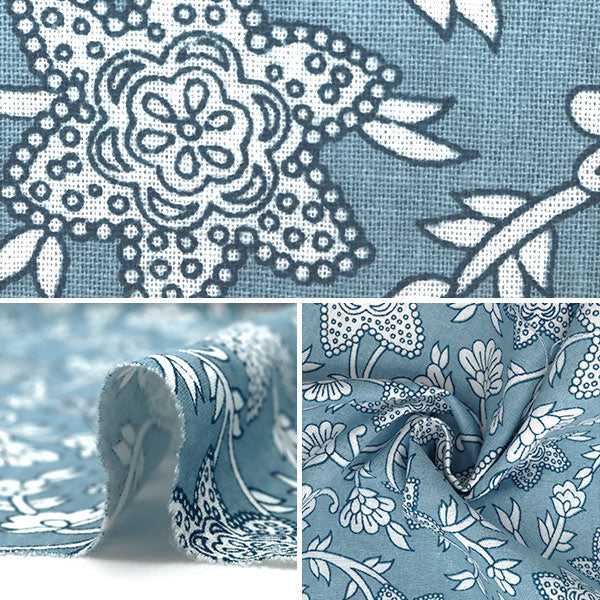 [De la cantidad 5] Fabric "20 láminas Patrón de flores de impresión azul x blanco BEI15017"