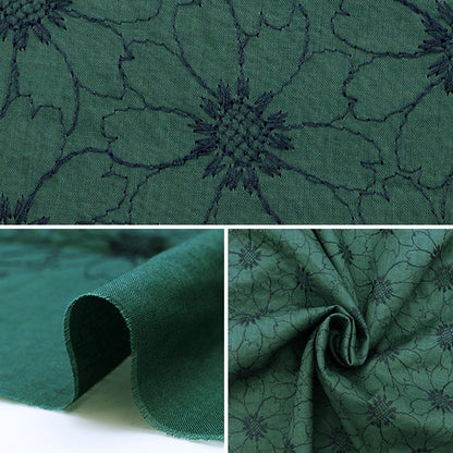 [De la cantidad 5] Fabric "Bordado de préstamo de algodón Ambas orejas Mierda azul verde TM-8803-E"