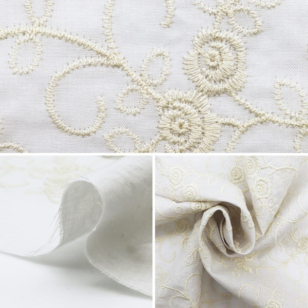 [From quantity 5] Fabric "cottonLawnEmbroidery both ears kallap light gray TM-8808-C]