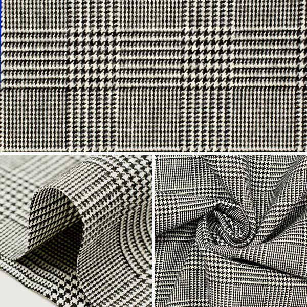 [De la quantité 5] tissu "T / R Brackaged Check Glen Check Black Trc8000-02"