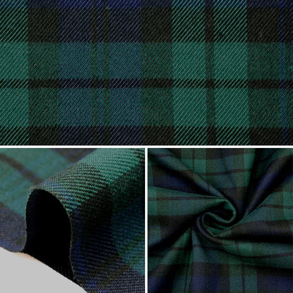 [From quantity 5] Fabric "T/R brushed check tartan check black watch TRC8000-07"