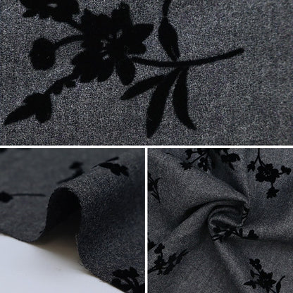 【数量5から】 生地 『ウール100% フロッキーニット 花柄 グレー 34747-4A』