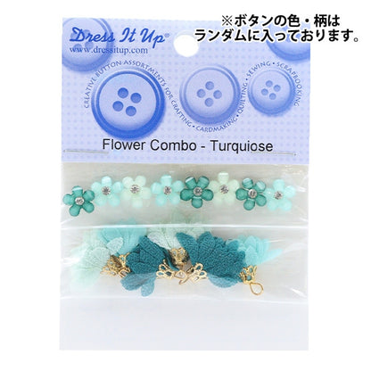 Button "Chilled button Flower Combo Turq 10271" Dress it Up
