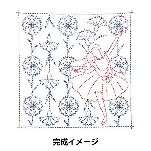 طقم تطريز "طقم مناشف أطباق الزهور المخيطة يدويًا من SASHIKO WORLD France Dancer و Cornflower KSW-018" توليب توليب