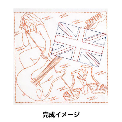 طقم تطريز "طقم مناشف أطباق الزهور المخيطة يدويًا من SASHIKO WORLD England Union Jack and Rock'n Roll KSW-026" توليب توليب