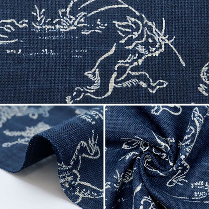 [De la quantité 5] tissu "Coton tissu indigo couleur nuage oiseau bête 戲 戲 戲 風 風 風 風 風 風 風 風 風 戲 戲 戲 戲】】】