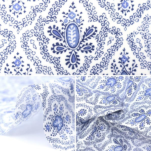 [From quantity 5] Fabric "Souleiado SoleAdo Laminet Lave Dorian Blue SLFR-35B"