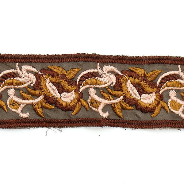 [From quantity 5] HandicraftTrim "embroideryTrim Tea about 4.5cm ISY-6-21-166]