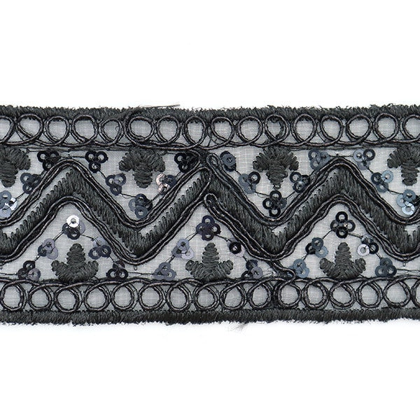 [From quantity 5] HandicraftTrim "embroideryTrim Black about 5cm width ISY-6-21-169]