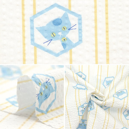 [From quantity 5] Fabric "Ripple Children's Ekubo Series Hexagon Cat Yellow ECB-48-Y"