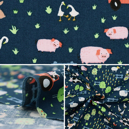 [From quantity 5] Fabric "USA Cotton Animal Farm 2033-GRAPHITE"