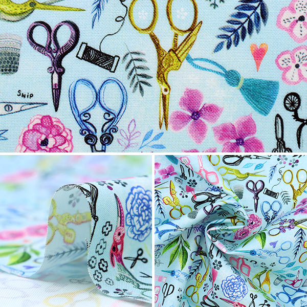 [From quantity 5] Fabric "USA Cotton Sewing Scissers DMB2032-MULTI"