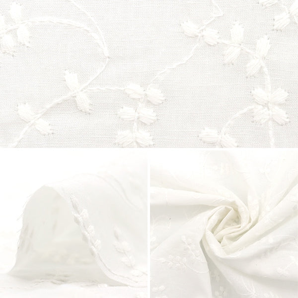 [De la cantidad 5] Fabric "Lace de encaje de algodón y hoja de encaje blanco22-le-wh"