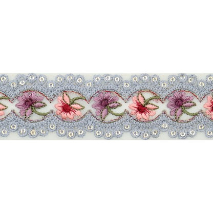 【数量5から】 手芸ブレード 『2022 インド刺繍ブレード グレー 43536B』