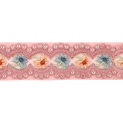 [Aus Menge 5] HandwerkBesätze 『2022 Indischer Stickereibesatz Pink 43536c]