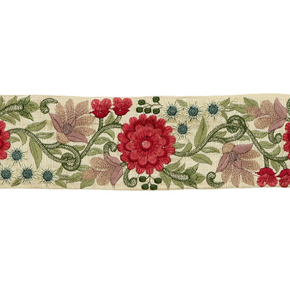 【数量5から】 手芸ブレード 『2022 インド刺繍ブレード ベージュ×ピンク 42941B』