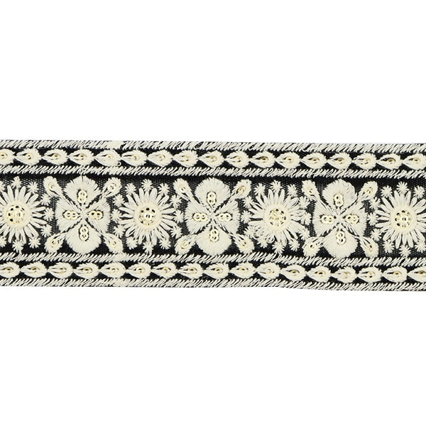 [Aus Menge 5] HandwerkBesätze 『2022 Indischer Stickereibesatz Schwarz 43658a]