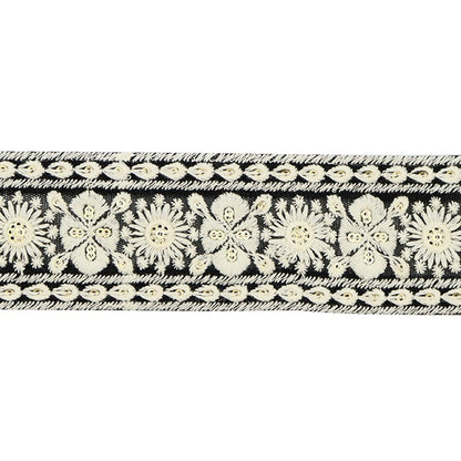 [Aus Menge 5] HandwerkBesätze 『2022 Indischer Stickereibesatz Schwarz 43658a]