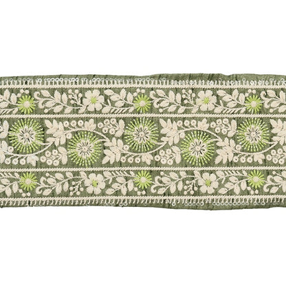 【数量5から】 手芸ブレード 『2022 インド刺繍ブレード グリーン 43733B』