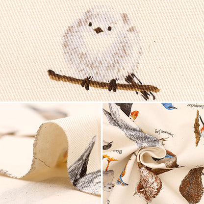 [From quantity 5] Fabric "Twill wild bird picture book Natural KTS6890-A" COTTON KOBAYASHI