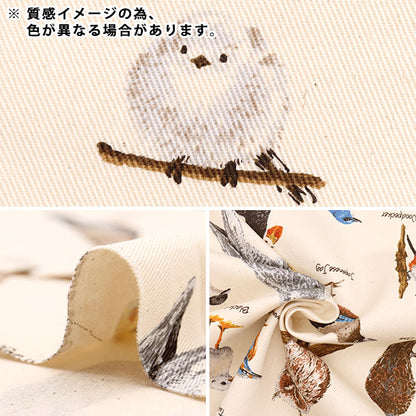 [From quantity 5] Fabric "Twill bird picture book gray KTS6890-D" COTTON KOBAYASHI