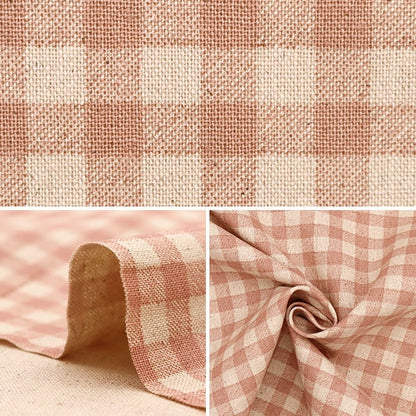 [From quantity 5] Fabric "Cotton hemp canvas gingham French rose 88185-3-1"