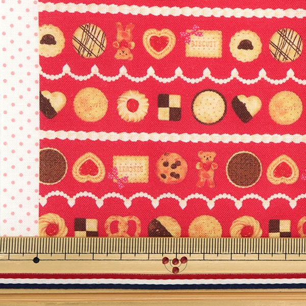 Tissu "MiniTissu coupé Cookie crème rouge environ 31 cm x 32 cm CMDF-03MC-R" KIYOHARA