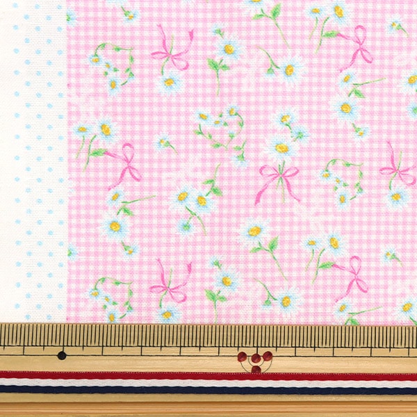 Tela "minicortada Tela Margaret Check Pink alrededor de 31 cm x 32 cm CMDF-05MC-P" KIYOHARA