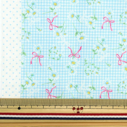 Tissu "MiniTissu coupé Margaret Check Saxophone Bleu d'environ 31 cm x 32 cm CMDF-05MC-SBL" KIYOHARA